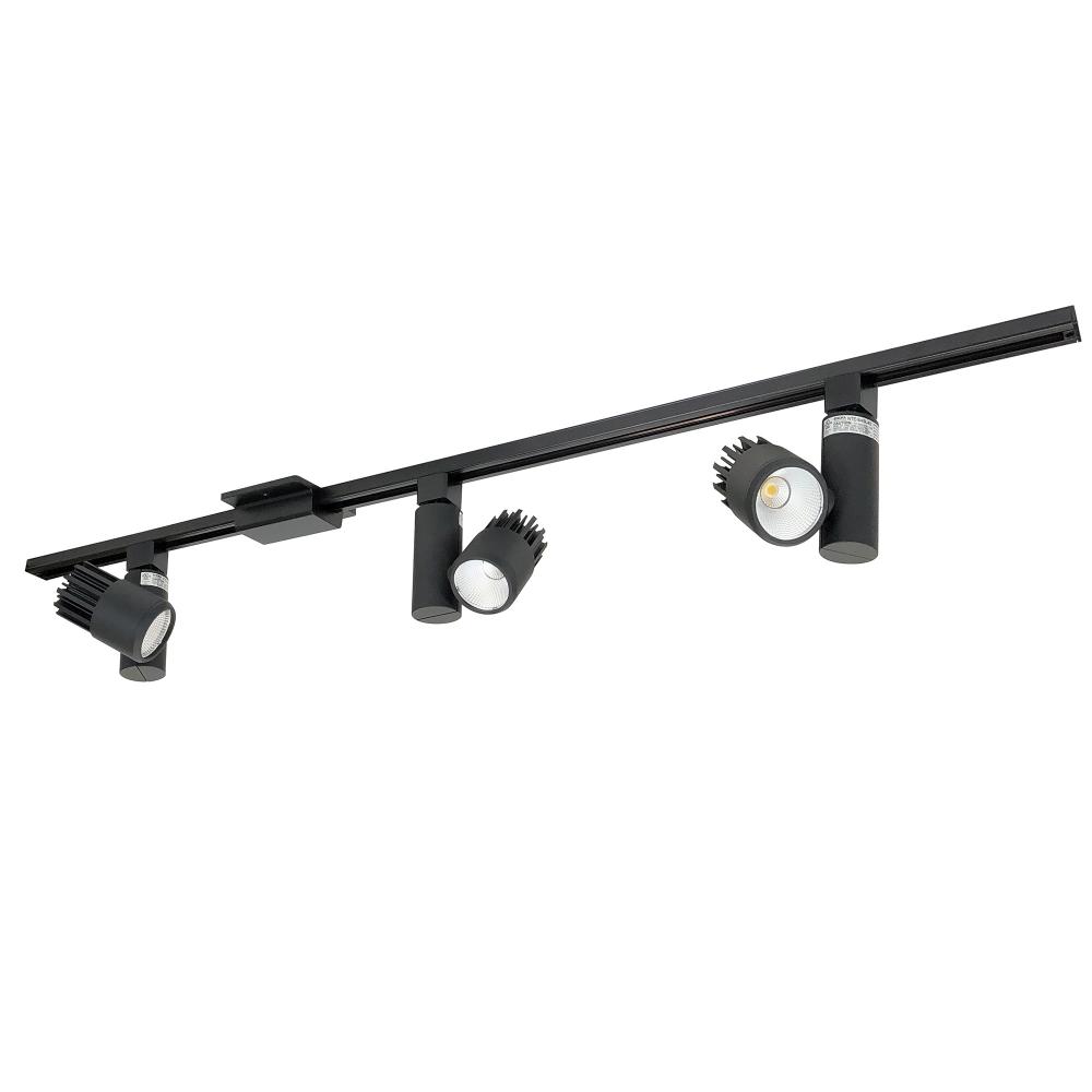 4-ft Track Pack with (3) Aiden 1150lm LED Track Heads, 4000K, Black Finish