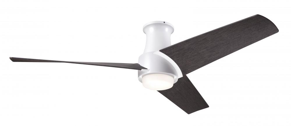 Ambit Flush DC Fan- Matte White Finish; 56" Ebony Blades; 17W LED (Matte White Trim); Wall Contr