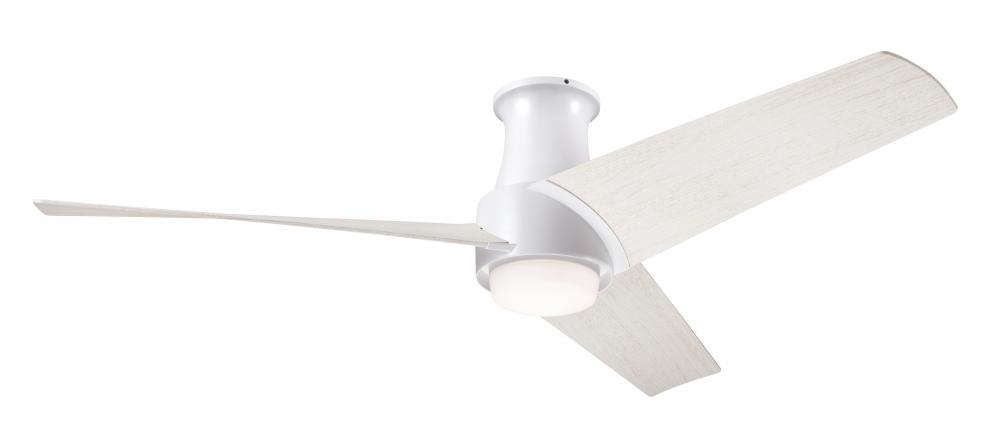 Ambit Flush DC Fan- Matte White Finish; 56" Whitewash Blades; 17W LED (Matte White Trim)