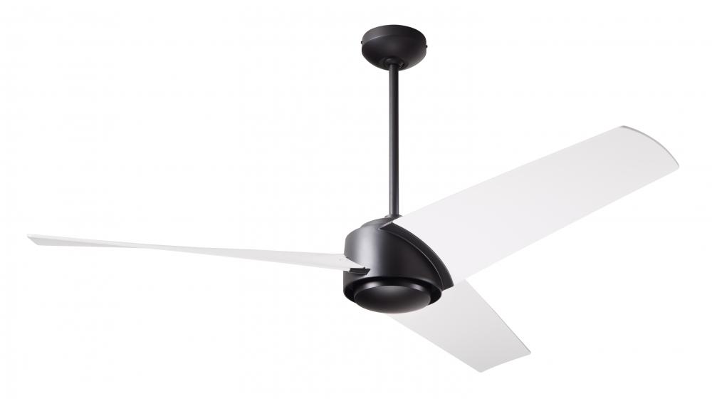 Ambit DC Fan- Matte Black Finish; 56" Matte White Blades; No Light; Remote Control