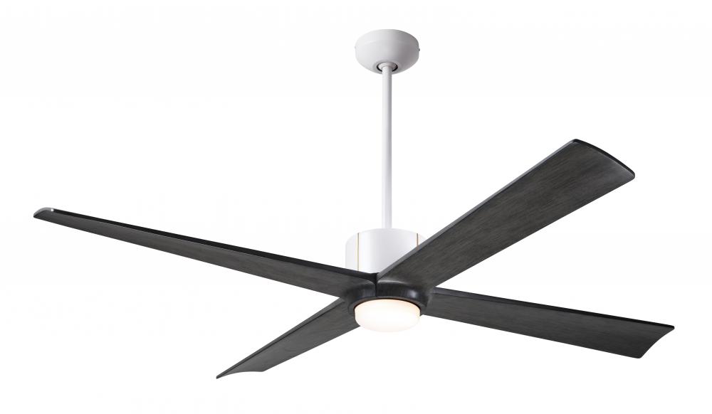 Nouveau DC Fan; Matte White Finish w/ Brass; 56" Ebony Blades; 17W LED; Remote Control