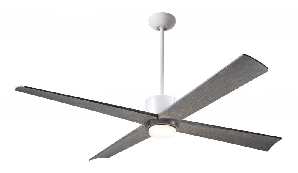 Nouveau DC Fan; Matte White Finish w/ Brass; 56" Graywash Blades; 17W LED