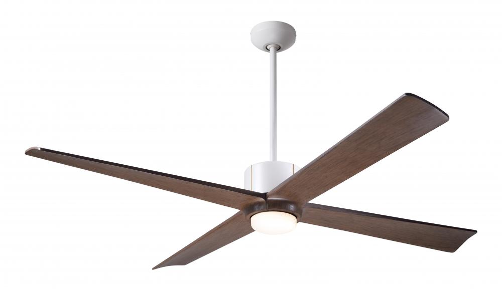 Nouveau DC Fan; Matte White Finish w/ Brass; 56" Mahogany Blades; 17W LED