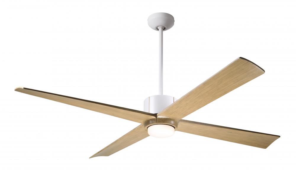 Nouveau DC Fan; Matte White Finish w/ Brass; 56" Maple Blades; 17W LED; Wall/Remote Combo Contro