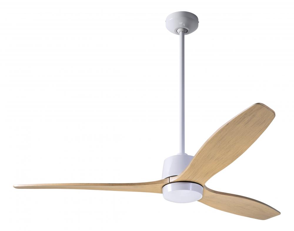 Arbor DC Fan; Gloss White Finish; 54" Maple Blades; No Light; Wall/Remote Combo Control