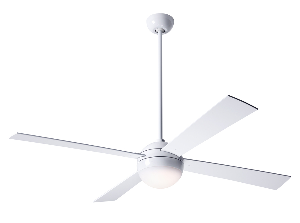 Ball Fan; Gloss White Finish; 42" Aluminum Blades; 20W LED; Handheld Remote Control (2-wire)