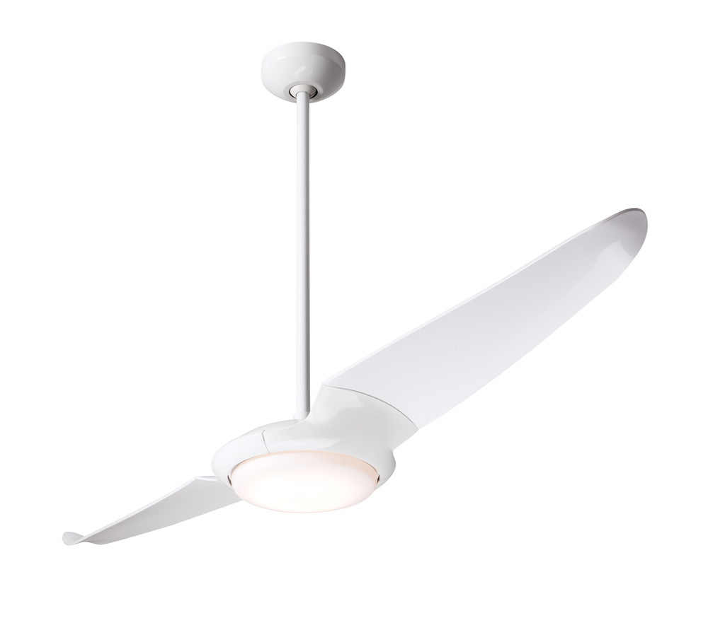 IC/Air (2 Blade ) Fan; Gloss White Finish; 56" Nickel Blades; 20W LED; Remote Control