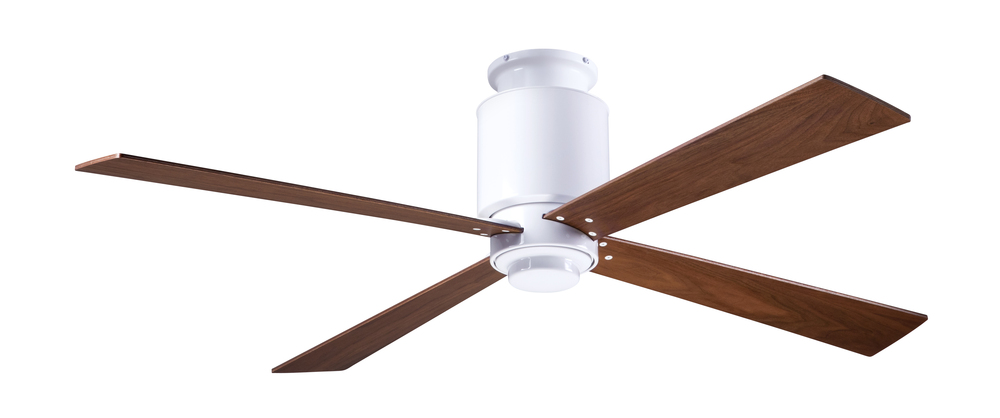 Lapa Flush Fan; Gloss White Finish; 50" Mahogany Blades; No Light; Fan Speed Control