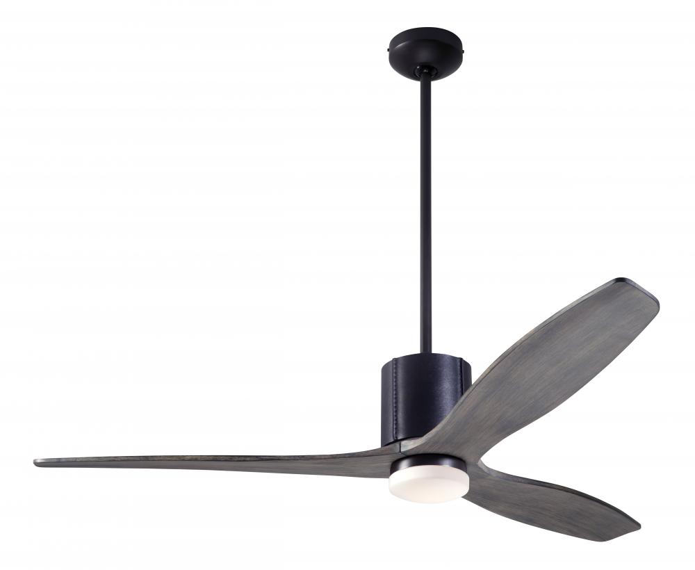 LeatherLuxe DC Fan; Dark Bronze Finish with Black Leather; 54" Graywash Blades; 17W LED; Remote