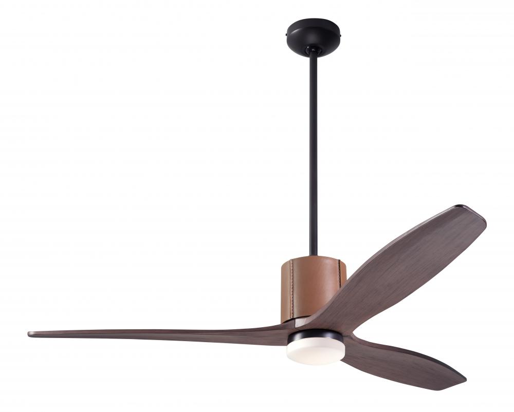 LeatherLuxe DC Fan; Dark Bronze Finish with Tan Leather; 54" Mahogany Blades; 17W LED; Wall Cont