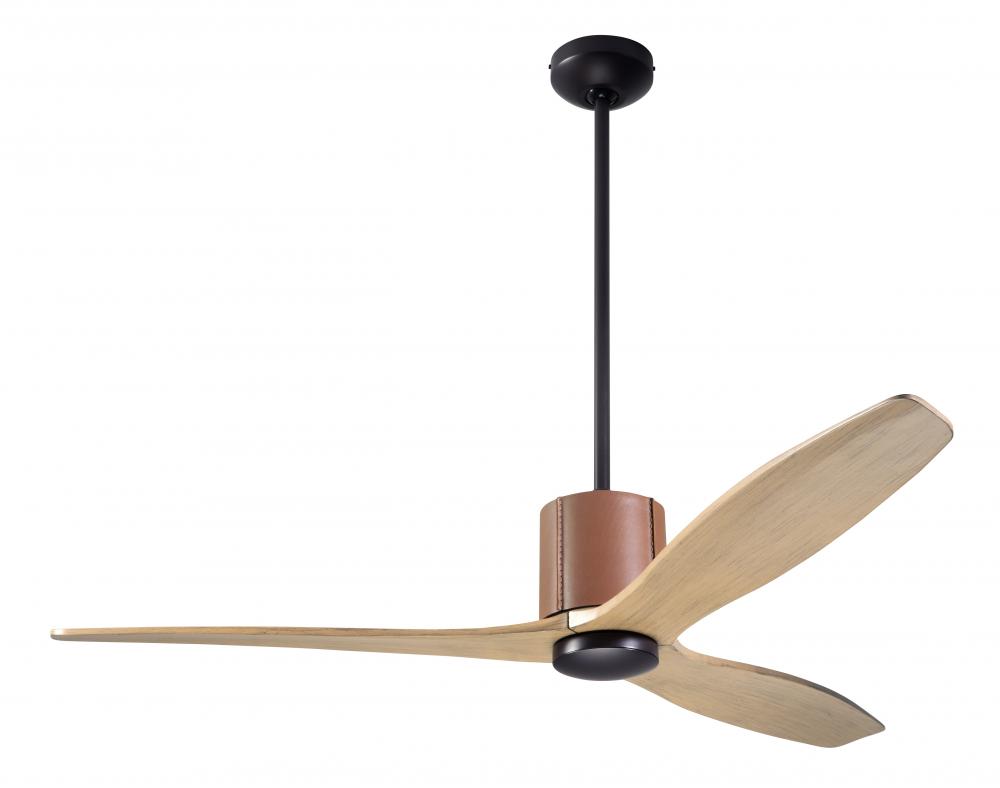 LeatherLuxe DC Fan; Dark Bronze Finish with Tan Leather; 54" Maple Blades; No Light; Wall Contro