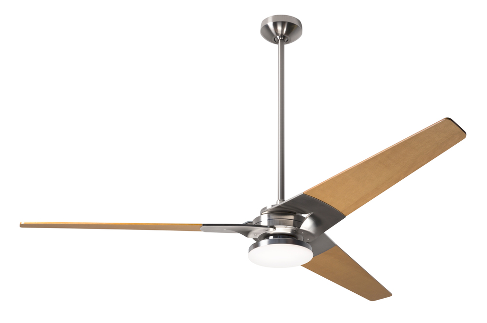 Torsion Fan; Bright Nickel Finish; 62" Maple Blades; 20W LED; Fan Speed and Light Control (3-wir