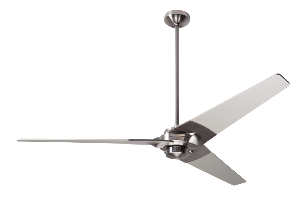 Torsion Fan; Bright Nickel Finish; 62" Black Blades; No Light; Fan Speed and Light Control (3-wi