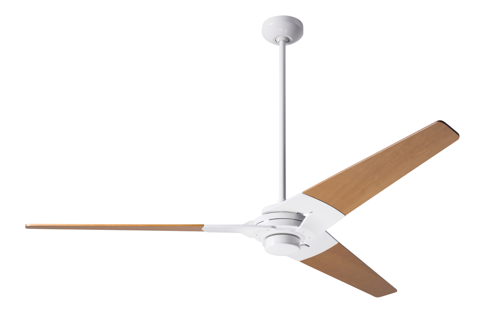 Torsion Fan; Gloss White Finish; 62" Maple Blades; No Light; Fan Speed Control