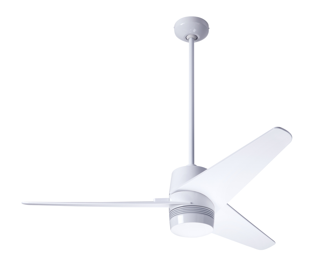 Velo DC Fan; Gloss White Finish; 48" White Blades; No Light; Wall Control