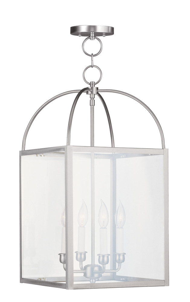 4 Light Brushed Nickel Chain Lantern