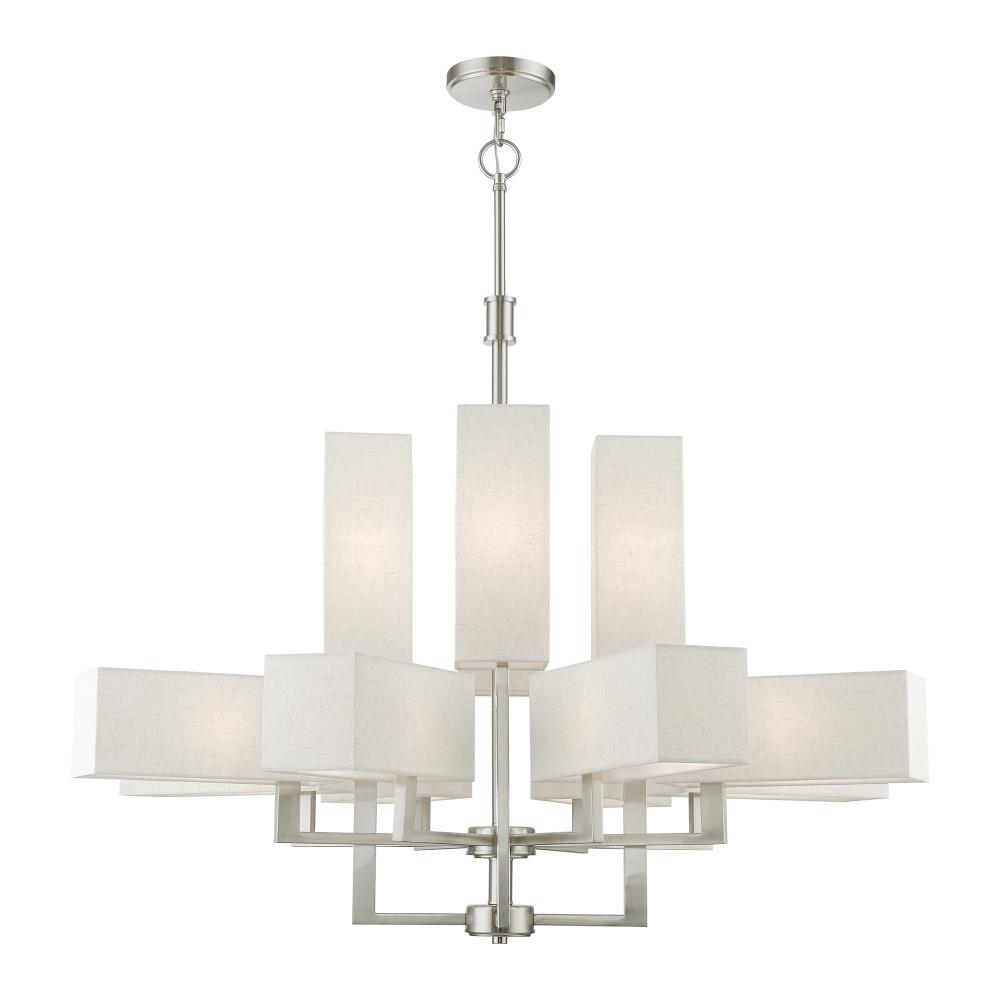 12 Light Brushed Nickel Extra Large Foyer Chandelier