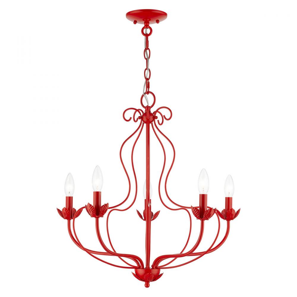 5 Light Shiny Red Chandelier