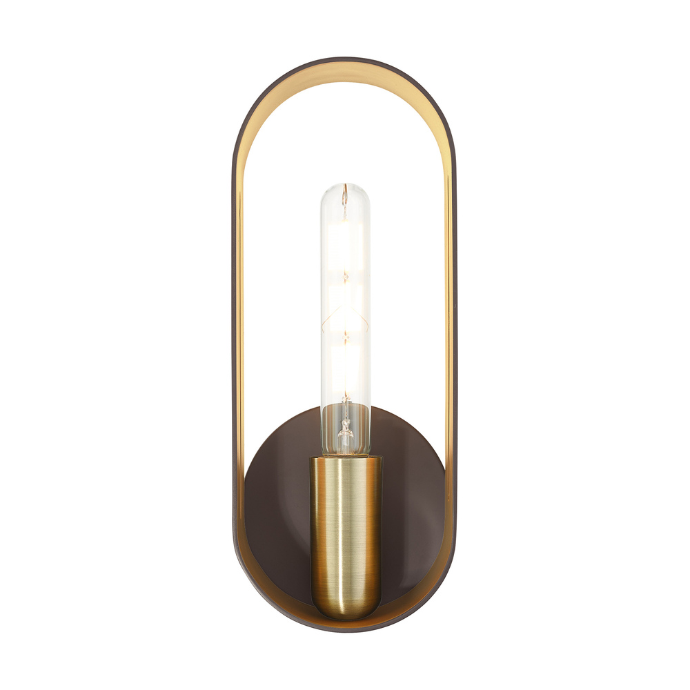 1 Lt Bronze with Antique Brass Accents ADA Single Sconce