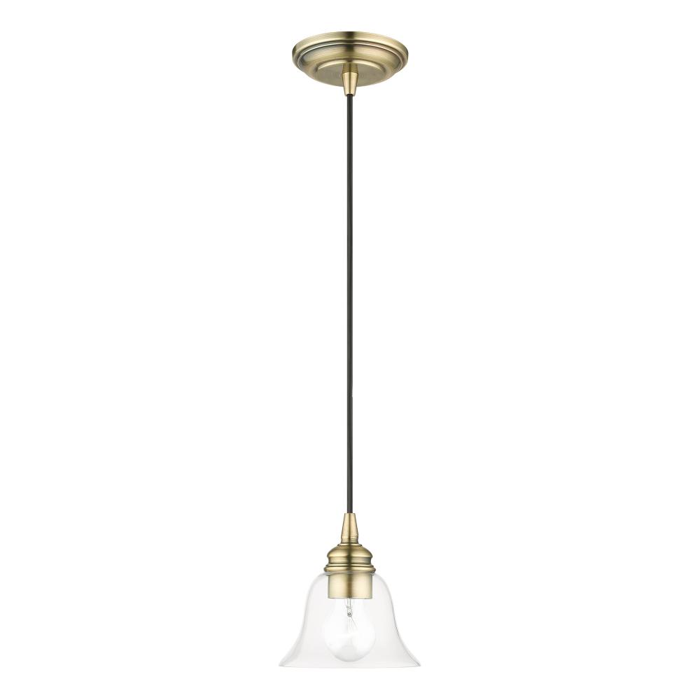 1 Light Antique Brass Single Pendant