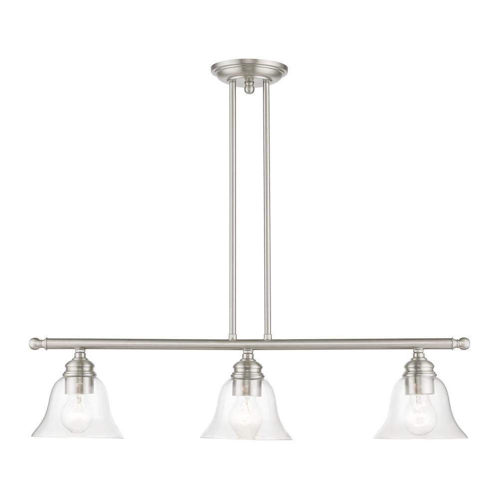 3 Light Brushed Nickel Linear Chandelier