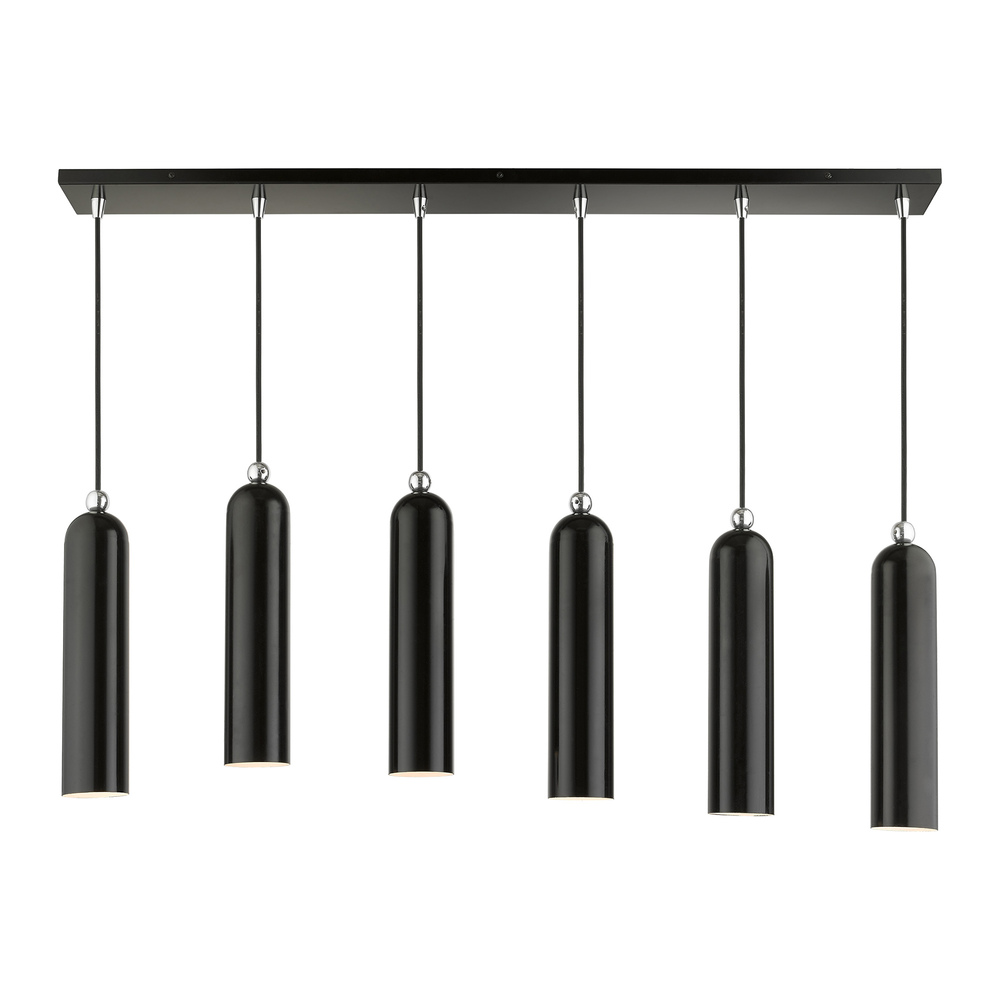 6 Lt Shiny Black Linear Pendant