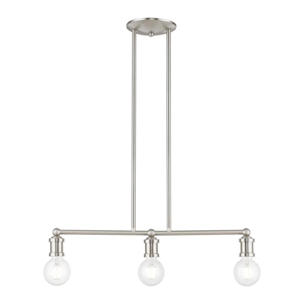 3 Light Brushed Nickel Linear Chandelier