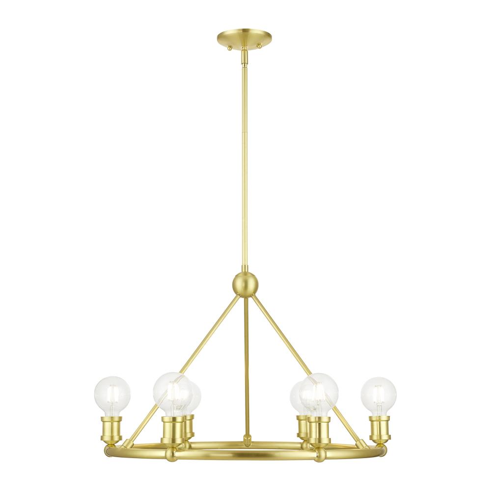 6 Light Satin Brass Chandelier