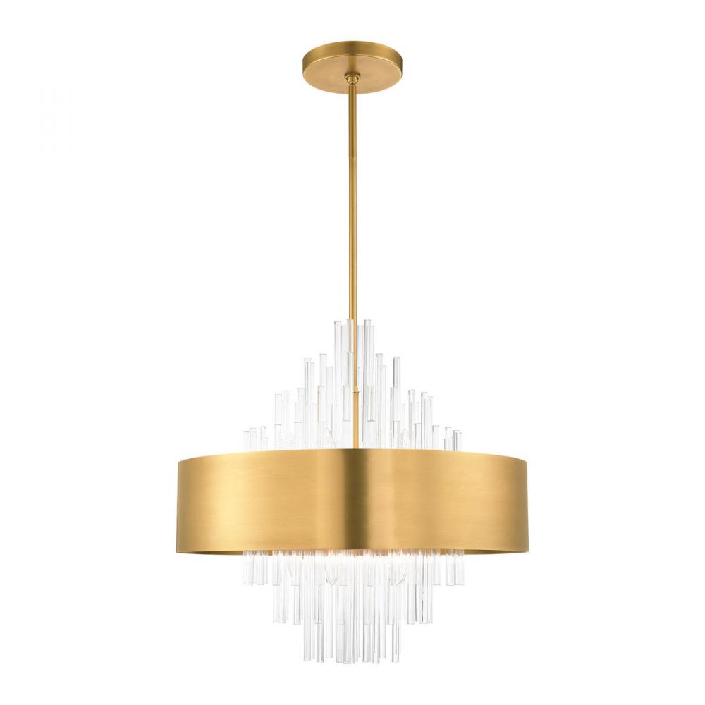 10 Lt Natural Brass Pendant Chandelier