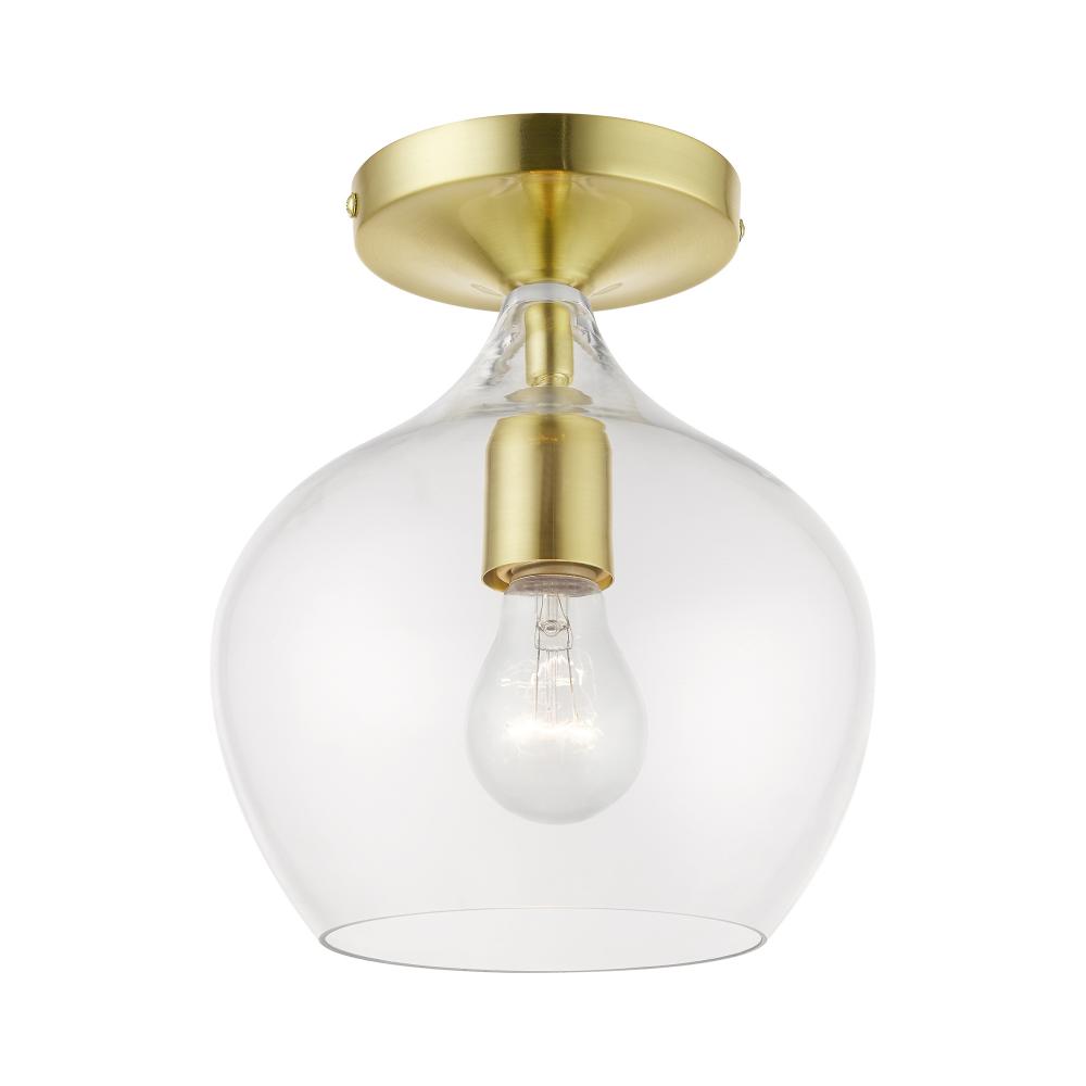 1 Light Satin Brass with Polished Brass Accent Semi-Flush