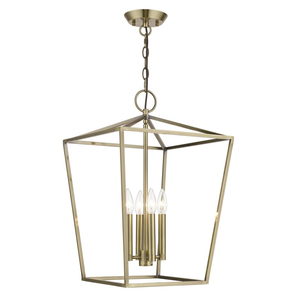 4 Light Antique Brass Chandelier