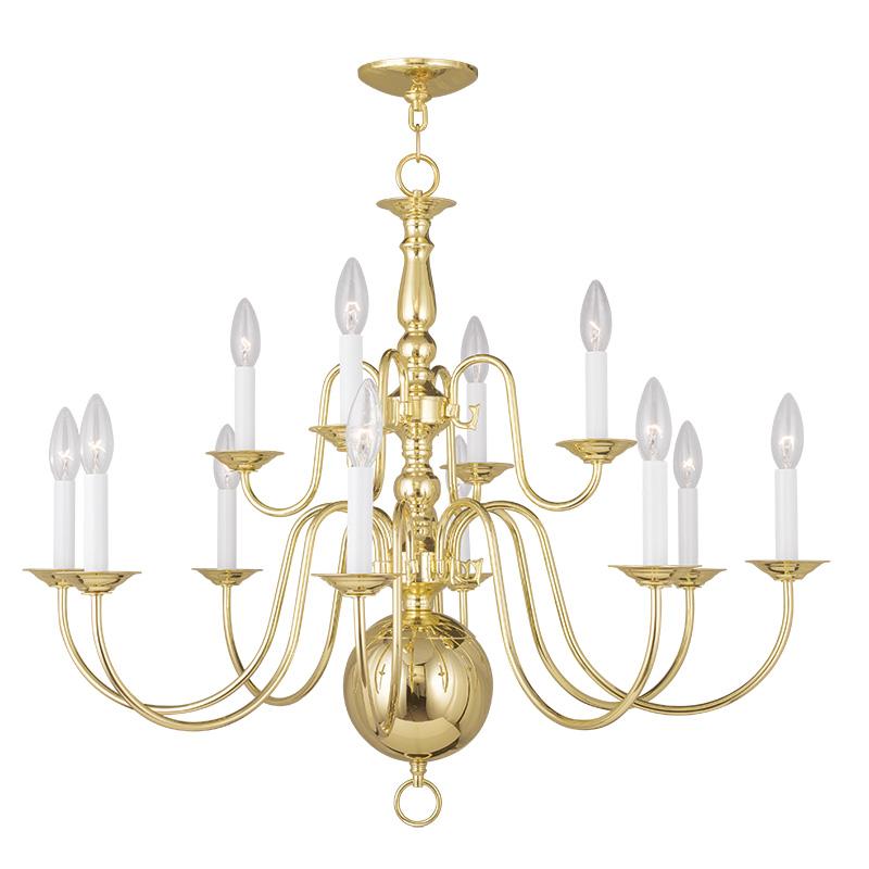 12 Light Polished Brass Chandelier