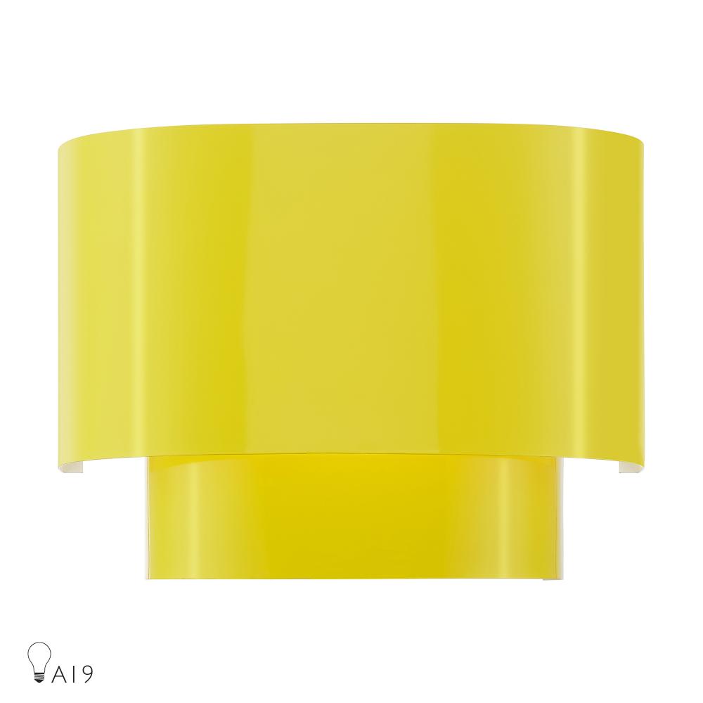 1 Light Shiny Yellow ADA Sconce with Shiny Yellow Metal Shade with Shiny White Inside