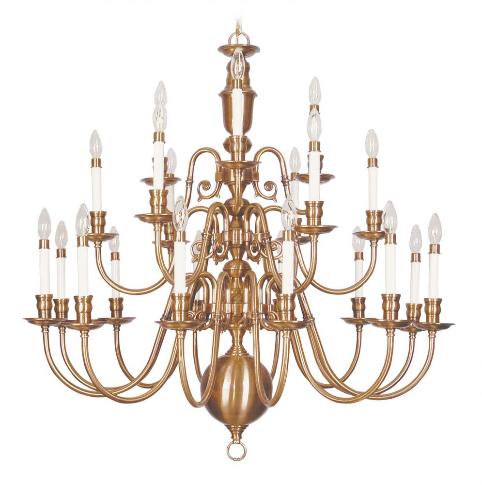 21 Light Flemish Brass Chandelier