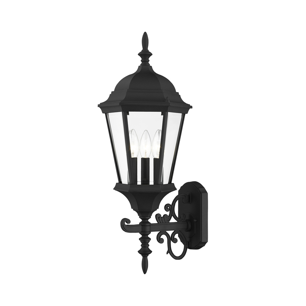 3 Lt Textured Black Outdoor  Wall Lantern