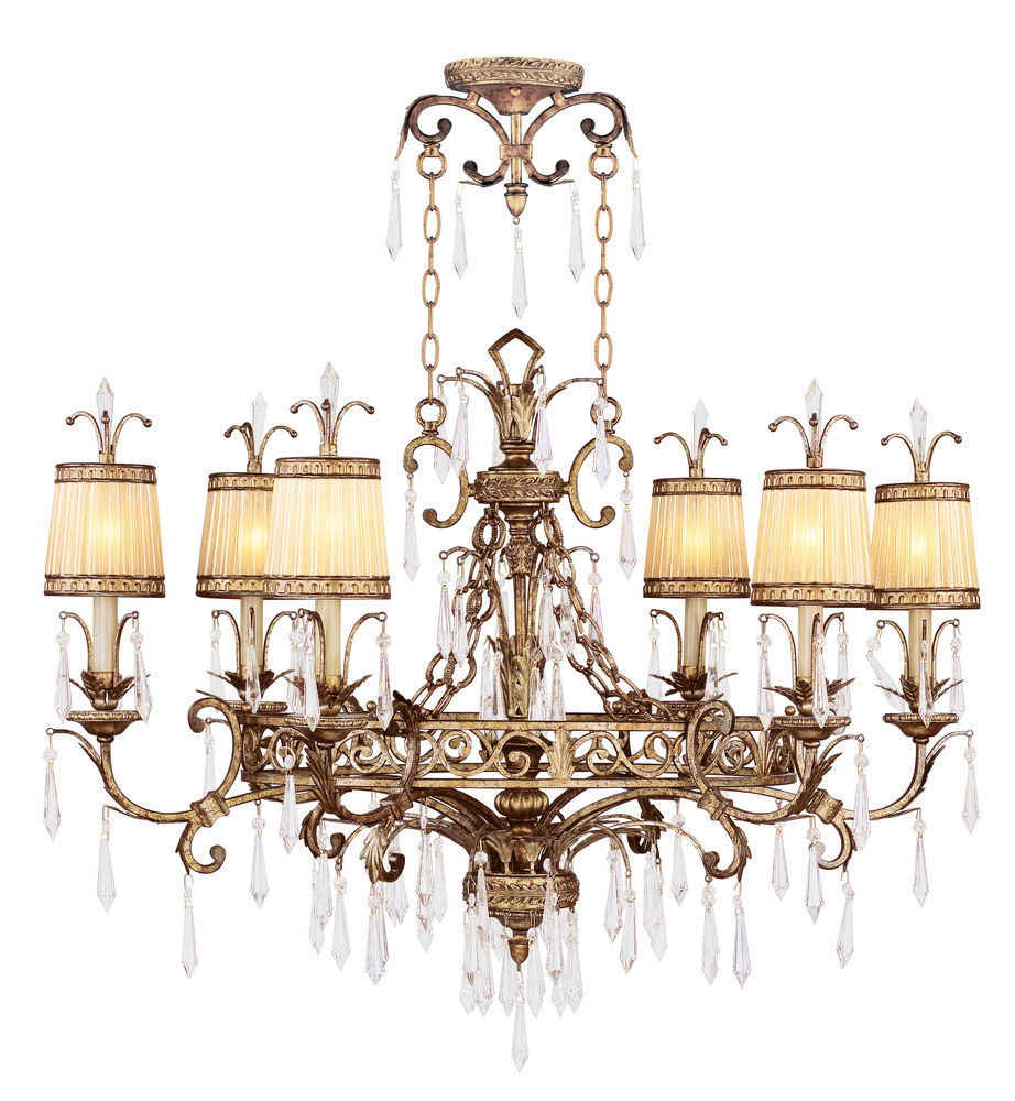 6 Light Vintage Gold Leaf Chandelier