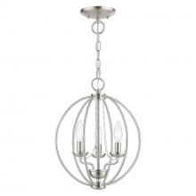  40913-91 - 3 Light Brushed Nickel Globe Convertible Mini Chandelier/ Semi-Flush