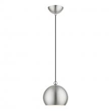 Livex Lighting 45481-91 - 1 Light Brushed Nickel with Polished Chrome Accents Globe Mini Pendant