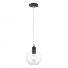 Livex Lighting 48972-07 - 1 Light Bronze with Antique Brass Accents Sphere Pendant