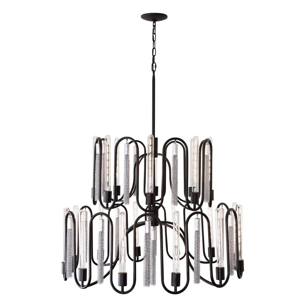 Darden 20-Lt 2-Tier Chandelier - Matte Black/Painted Chrome