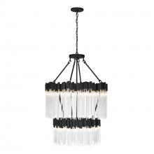 Varaluz 309C14MBFG - Matrix 14-Lt 2-Tier Chandelier - Matte Black/French Gold