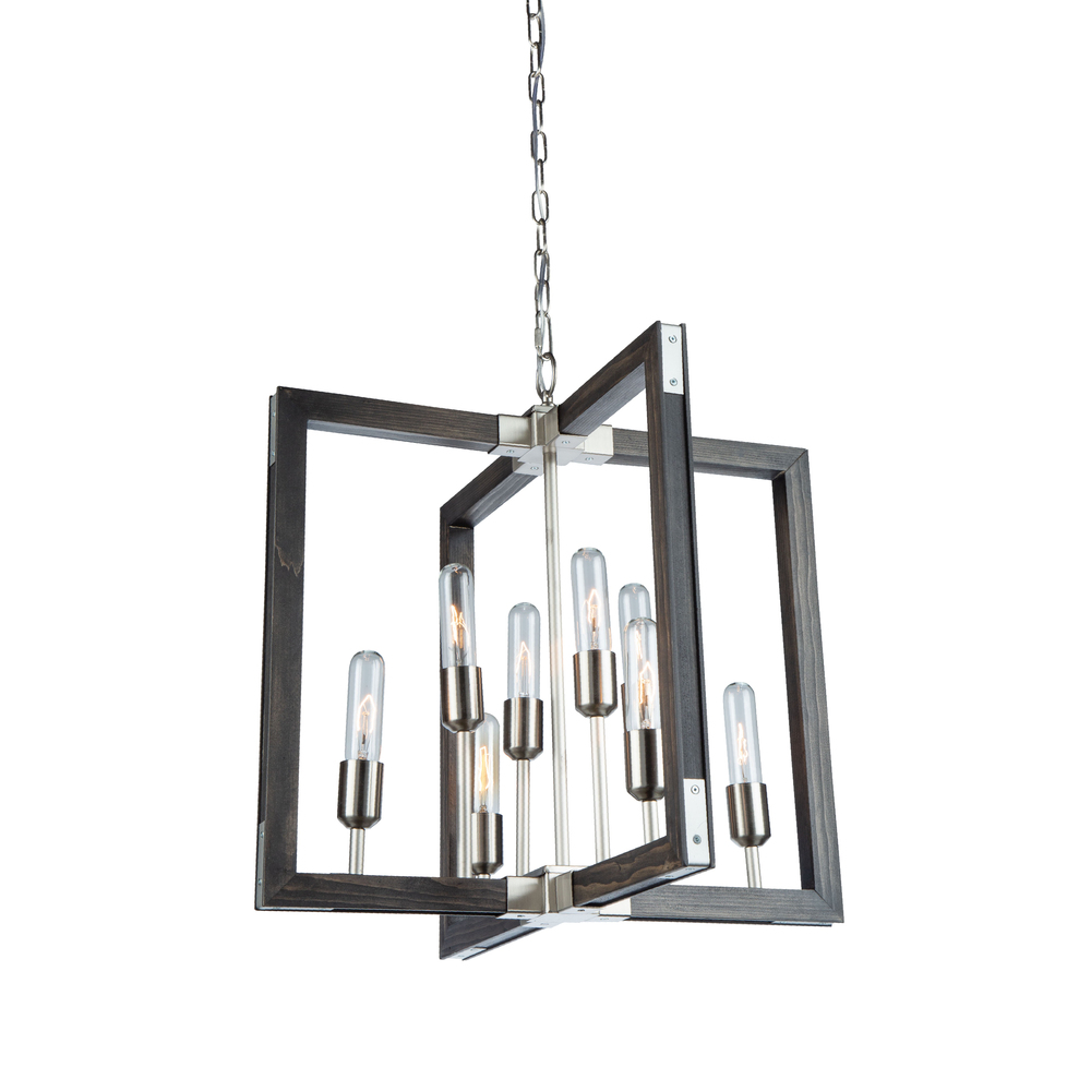 Gatehouse 8 Light Chandelier (Dark Pine & Brushed Nickel)