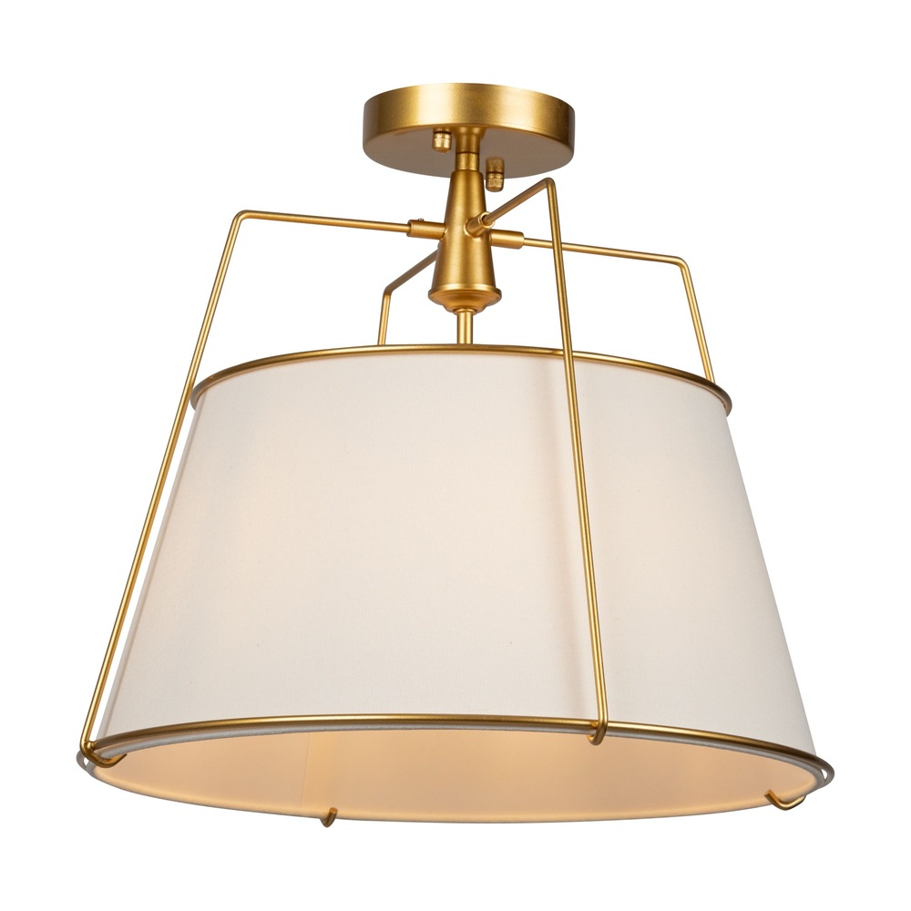 Pullman Collection 3-Light Semi-Flush Mount Brass