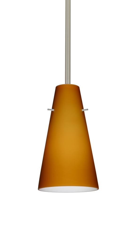 Besa Cierro Stem Pendant Satin Nickel Amber Matte 1x100W Medium Base