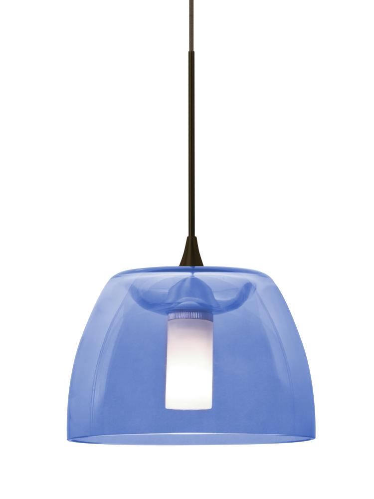 Besa Spur Cord Pendant, Blue, Bronze Finish, 1x3W LED