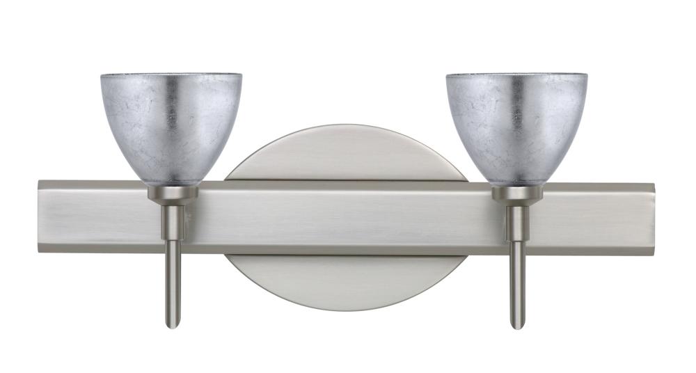 Besa Divi Wall 2SW Silver Foil Satin Nickel 2x5W LED