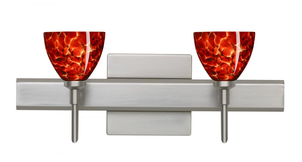 Besa Divi Wall With Sq Canopy 2SW Garnet Satin Nickel 2x40W G9