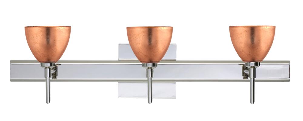 Besa Divi Wall With SQ Canopy 3SW Copper Foil Chrome 3x5W LED