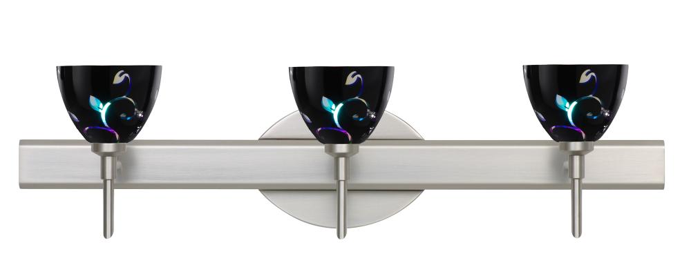 Besa Divi Wall 3SW Black Dicro Vine Satin Nickel 3x5W LED