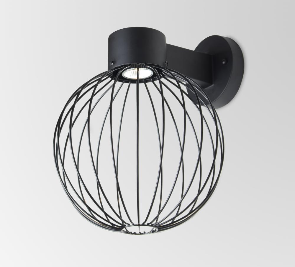 Besa, Sultana Globe Wall Sconce, Black Finish, 1x4W LED